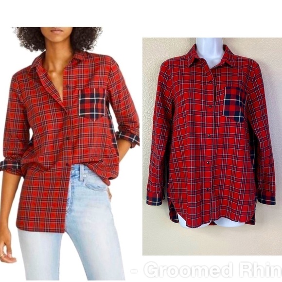 Madewell Classic Ex Boyfriend Plaid Patchwork Button Up Size S - Picture 1 of 8
